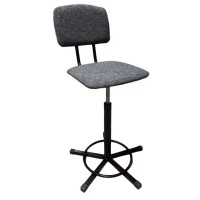 Стул винтовой с кольцом PROFI T-1 (ткань - черная/т. серая)