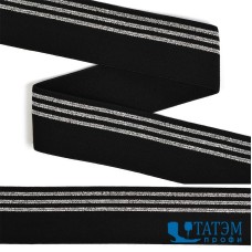 Резинка декоративная мягкая 40 мм, арт.RDS0540, черный/серебро, уп. 25 м