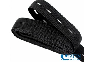Резинка 20 мм вязаная перфорированная, черная, 25 м
