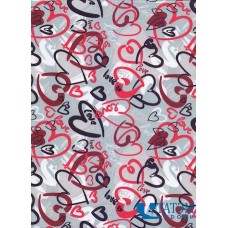Ткань СVC, 150 г/м2, Серые Сердца (арт. №S07) шир. 150 см