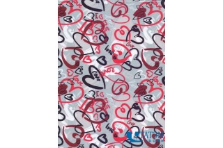 Ткань СVC, 150 г/м2, Серые Сердца (арт. №S07) шир. 150 см