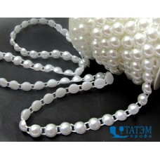 Полубусины на нити 10 мм жемчуг, уп 15 м