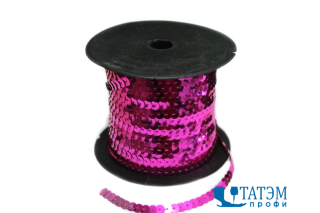 Тесьма с пайетками диам. 6 мм, В 13 сирень, уп. 100 ярд