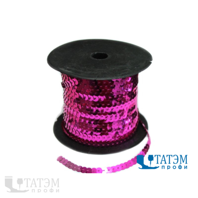 Тесьма с пайетками диам. 6 мм, В 13 сирень, уп. 100 ярд