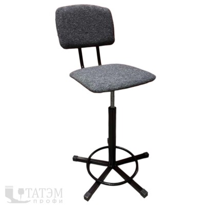 Стул винтовой с кольцом PROFI T-1 (ткань - черная/т. серая)