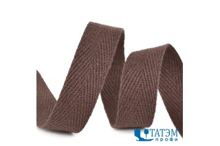 Лента киперная 15 мм хлопок 2,5 г/см, арт.TBY.CT15302, цв.F302 коричневый, уп. 50 м