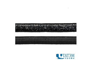 Лента бархатная 10 мм, арт.TBY.LB10SLV.03 нейлон, черный-серебро, уп. 30 м