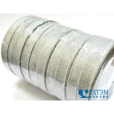 Лента декор.металлизированная (люрекс), 12 мм серебро, уп. 250 ярд: 10 рул по 25 ярд