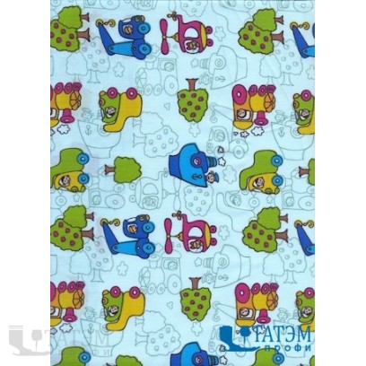 Ткань Тиси 120 г/м2, Светло-голубые Машинки (арт. №3698) шир. 1,50 м