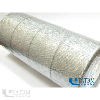 Лента декор.металлизированная (люрекс) 50 мм, серебро, уп. 100 ярд: 4 рул по 25 ярд