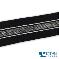 Резинка отделочная 40 мм, черный/серебро