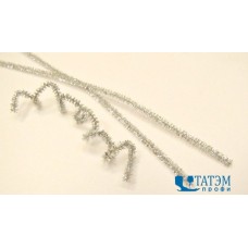 Проволока для плетения с ворсом (синель/шенил) 0,6 х 30 см, арт. В 007 люрекс серебро, уп. 100 шт