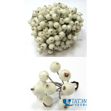 Ягоды декор. 1,2 см на проволоке 2-х сторон. в изморози белый, уп. 200 шт