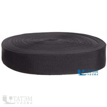 Лента ременная (стропа) 50 мм черная, рулон 50 м, стандарт
