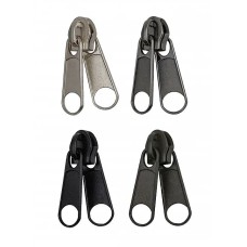 Бегунок для спирали Т-8 галантерейный, 2 пуллера, никель, черн. никель, черный, уп. 100 шт