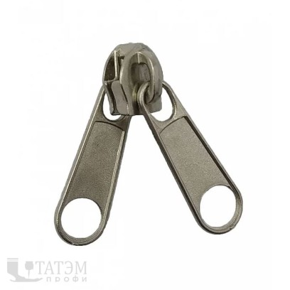 Бегунок для спирали Т-5 галантерейный, никель, черный, 2 пуллера, уп. 1000 шт
