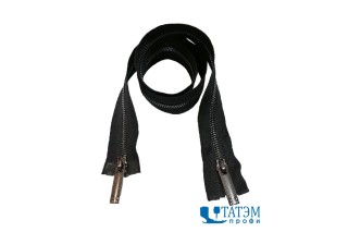 Молния металл Т-5, 2 замка, 70 см, чер. никель, шлифованная, КНР