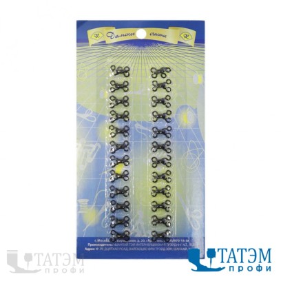 Крючки бельевые с пет.на пластине № 1 (упак. 24 шт) никель/оксид