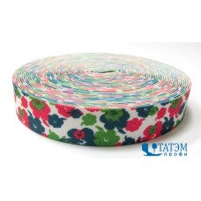 Лента эластичная декоративная (резинка) 28 мм рис 27 цветы, уп 10 м