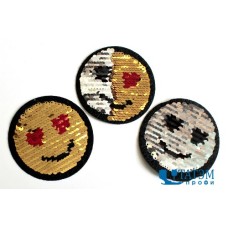 Термоаппликация двусторонняя с пайетками диам. 7,8 см 