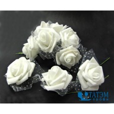 Букетик декоративный роза средняя №2 (уп. 60 шт) белый