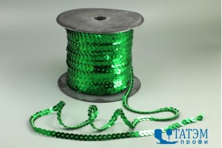 Тесьма с пайетками диам. 6 мм, В 4 зеленый, уп. 100 ярд