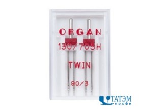 Иглы ORGAN Twin 130/705H №75/2,5 супер стрейч (двойные иглы) упак 2 шт