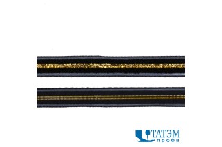 Лента бархатная 10 мм, арт. TBY.LB10GLD.06 нейлон, черный-золото, уп. 30 м