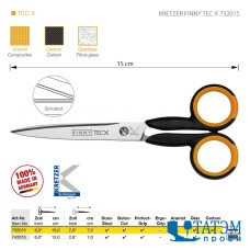 Ножницы Kretzer Finny Tex X 15 см/6" арт. 732015 Германия