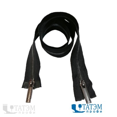 Молния металл Т-5, 2 замка, 100 см, чер. никель, шлифованная, КНР