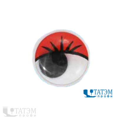 Глаза бегающие для игрушек с ресничками для прикл. 15 мм, красные, уп 100 пар