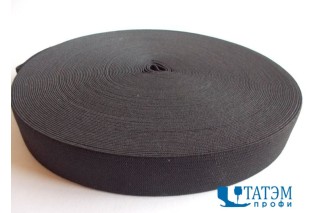 Резинка 50 мм, помочная, черная, рулон 20 м, КНР