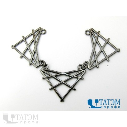 Металлическое украшение пришивное 12,8 х 7,0 мм т.никель, арт. К30608, уп 10 шт