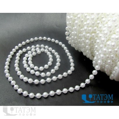 Бусины на нити 6 мм жемчуг, упак 25 м