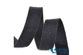 Лента киперная 10 мм хлопок 2,5 г/см, арт.TBY.CT10322, цв.F322 черный, уп. 50 м