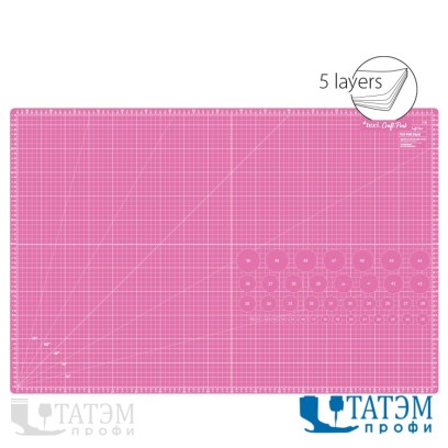 Коврик для резки самовосстанавл Texi 90x60 см, розовый