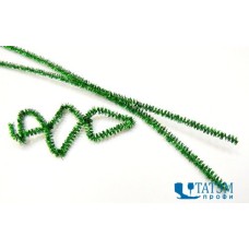 Проволока для плетения с ворсом (синель/шенил) 0,6 х 30 см, арт. В 006 люрекс зеленый, уп. 100 шт