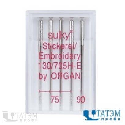Иглы вышивальные шелк 130/705H №75-90 ORGAN (5шт)