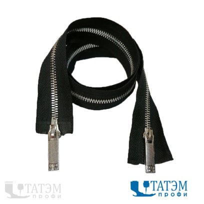 Молния металл Т-5, 2 замка, 100 см, никель, шлифованная, КНР