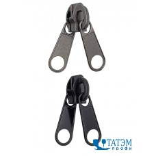 Бегунок для спирали Т-10, галантерейный, 2 пуллера, никель, черн. никель, упак. 100 шт