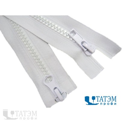 Молния трактор Т-5, 2 бегунка, 100 см, белая (22,4 г/м) КНР