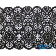 Кружево эластичное 180 мм, черное, уп. 10 ярд