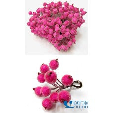 Ягоды декор. 1,2 см на проволоке 2-х сторон. в изморози малиновый, уп. 200 шт