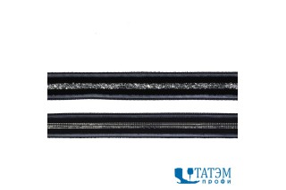 Лента бархатная 10 мм, арт. TBY.LB10SLV.02 нейлон, черный-серебро, уп. 30 м