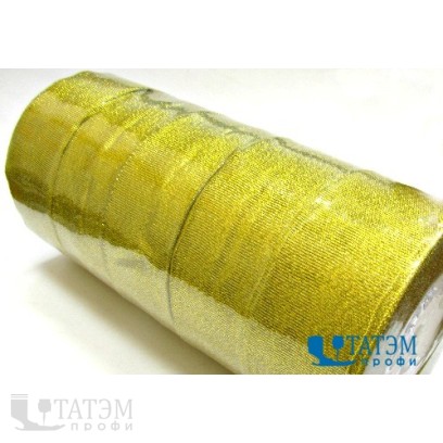Лента декор.металлизированная (люрекс) 25 мм золото, уп. 125 ярд: 5 рул по 25 ярд