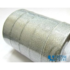 Лента декор.металлизированная (люрекс) 25 мм серебро, уп. 125 ярд: 5 рул по 25 ярд