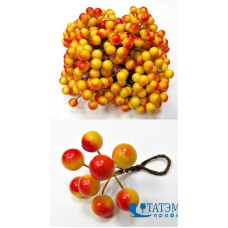 Ягоды декор.  1,2 см на проволоке 2-х сторон. красно-желтый, уп. 200 шт