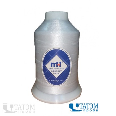 Нитки вышивальные MH 120 D/2 п/э  (цвета по карте ISACORD), белые, 5000 м, КНР