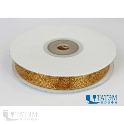 Лента декор. металлизированная (люрекс) 12 мм желтый, уп. 25 ярд