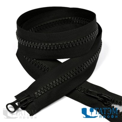 Молния трактор Т-5, 2 бегунка, 55 см, черная (22,4 г/м) КНР